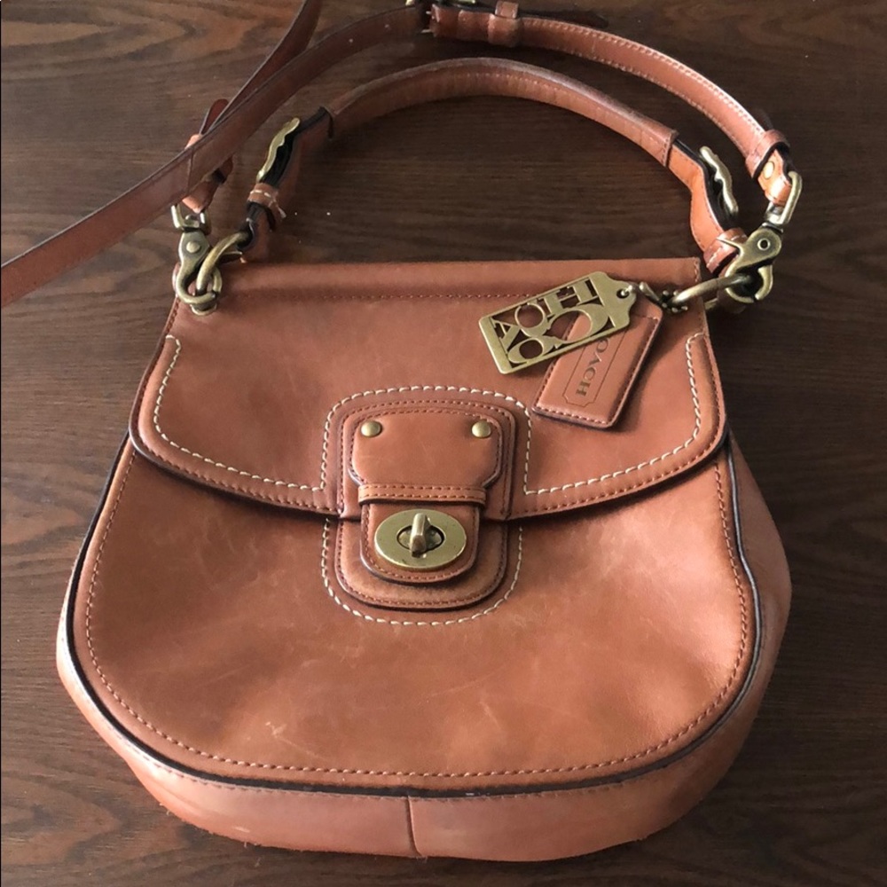 Brown leather coach crossbody